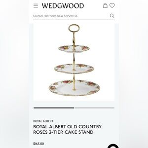 ROYAL ALBERT OLD COUNTRY ROSES 3-TIER CAKE STAND, NEW In BOX
